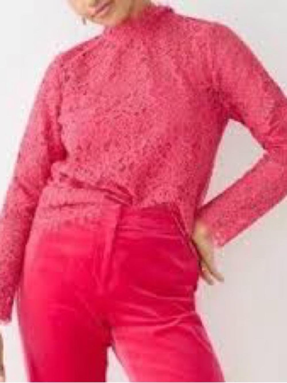 J.Crew Scalloped Lace Mock Neck Blouse